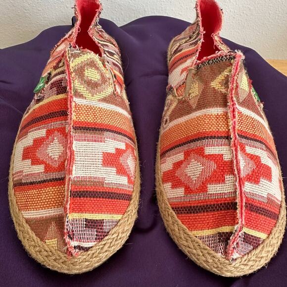 Sanuk Espadrile Slip-On Woven Aztec Southwestern Beach Jute Trim Sole Flats -SZ7 - Picture 7 of 7